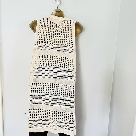Zara coastal chic knitted open knit collar vest cover up dress - Picture 6 of 6
